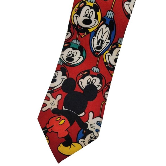 2/$15 Disney Balancine Mickey Christmas Necktie Red 58" Polyester Ornament VTG - Picture 1 of 6
